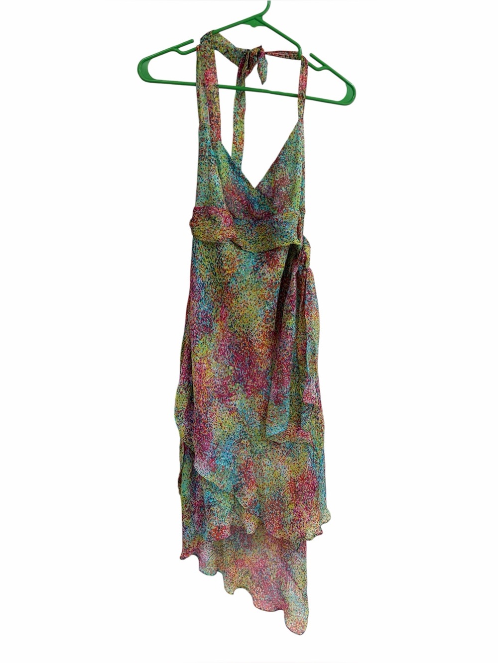 Silk BCBGMaxazria Multicolor Halter Dress - Women's - Picture 2 of 9